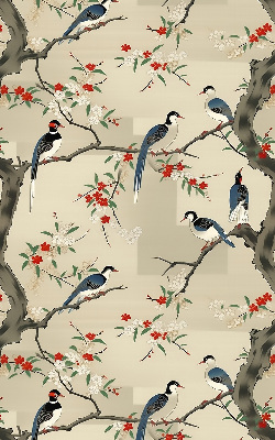 Store enrouleur avec motif d'oiseaux sur un arbre