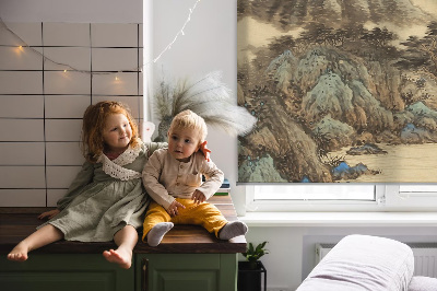 Store intérieur fenêtre montagnes
