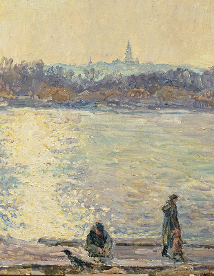 Store intérieur des gens sur l'eau