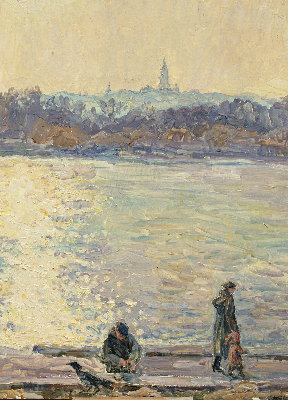 Store intérieur des gens sur l'eau