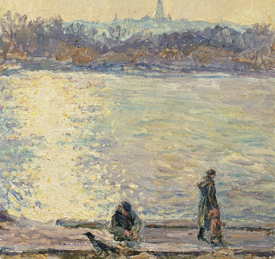 Store intérieur des gens sur l'eau