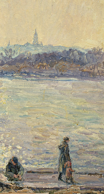 Store intérieur des gens sur l'eau