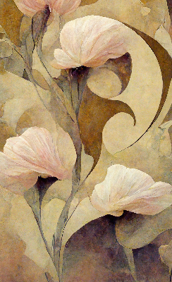 Store intérieur avec fleurs roses