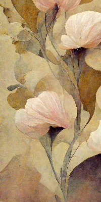 Store intérieur avec fleurs roses
