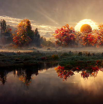 Store enrouleur coucher de soleil derrière les arbres