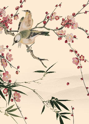 Store enrouleur avec fleurs de cerisier et oiseaux