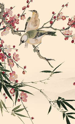 Store enrouleur avec fleurs de cerisier et oiseaux