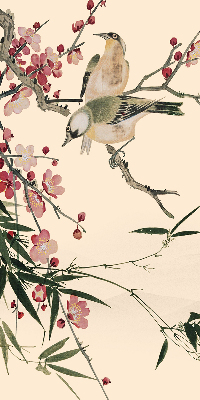 Store enrouleur avec fleurs de cerisier et oiseaux