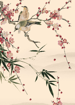 Store enrouleur avec fleurs de cerisier et oiseaux