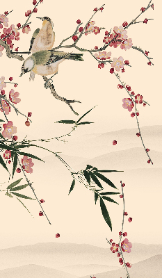 Store enrouleur avec fleurs de cerisier et oiseaux