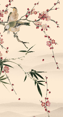 Store enrouleur avec fleurs de cerisier et oiseaux