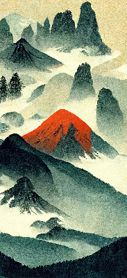 Store enrouleur de montagne dans le brouillard