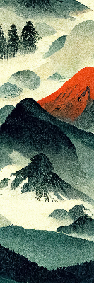 Store enrouleur de montagne dans le brouillard