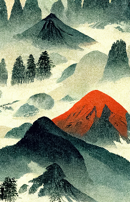 Store enrouleur de montagne dans le brouillard