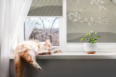 Store intérieur avec oiseaux sur une branche
