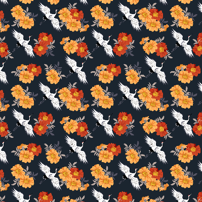 Fleurs et grues pour intérieur