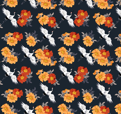 Fleurs et grues pour intérieur