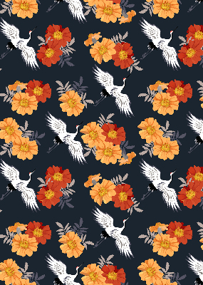 Fleurs et grues pour intérieur