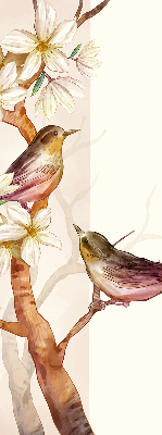 Store enrouleur oiseaux sur un arbre fleuri