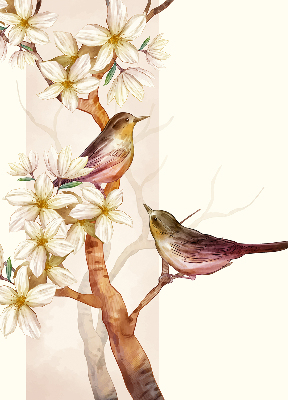 Store enrouleur oiseaux sur un arbre fleuri