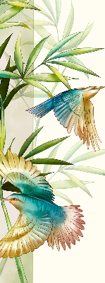 Store enrouleur avec motif d’oiseaux dans les feuilles