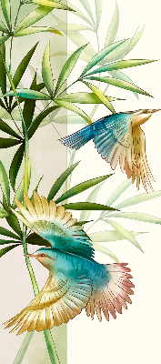 Store enrouleur avec motif d’oiseaux dans les feuilles