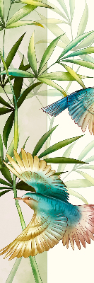 Store enrouleur avec motif d’oiseaux dans les feuilles