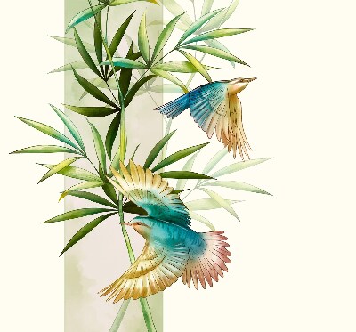Store enrouleur avec motif d’oiseaux dans les feuilles