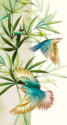 Store enrouleur avec motif d’oiseaux dans les feuilles