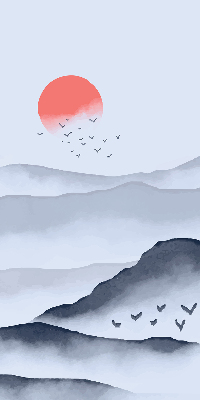 Store intérieur fenêtre montagnes dans le brouillard