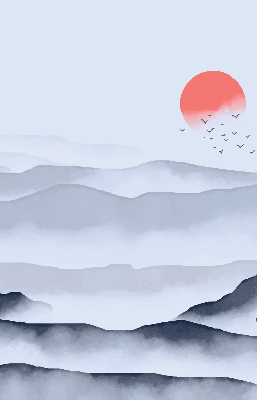Store intérieur fenêtre montagnes dans le brouillard
