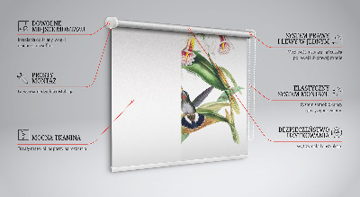 Store enrouleur avec motif d’oiseaux sur une fleur