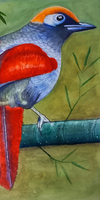 Store enrouleur avec motif d’un oiseau sur une branche