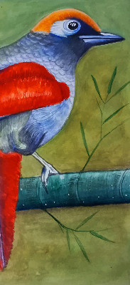 Store enrouleur avec motif d’un oiseau sur une branche