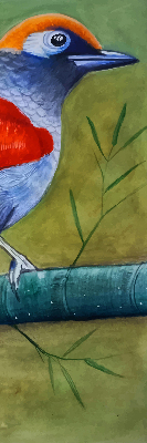 Store enrouleur avec motif d’un oiseau sur une branche
