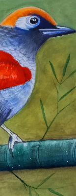 Store enrouleur avec motif d’un oiseau sur une branche
