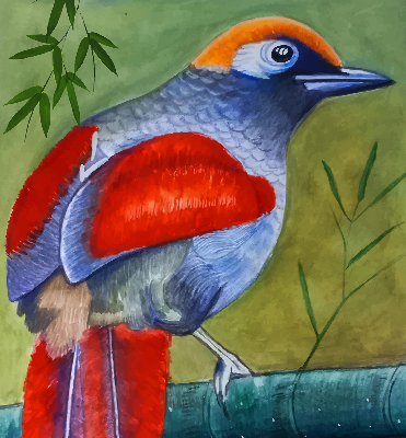 Store enrouleur avec motif d’un oiseau sur une branche