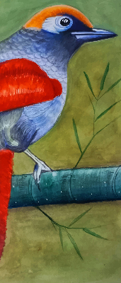 Store enrouleur avec motif d’un oiseau sur une branche