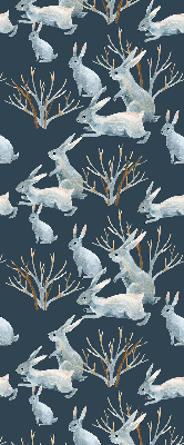 Store enrouleur occultant à motif de lapins et de bâtons