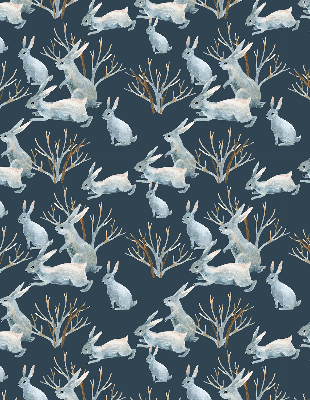 Store enrouleur occultant à motif de lapins et de bâtons