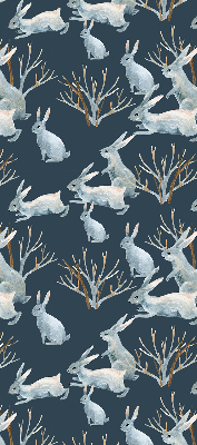 Store enrouleur occultant à motif de lapins et de bâtons