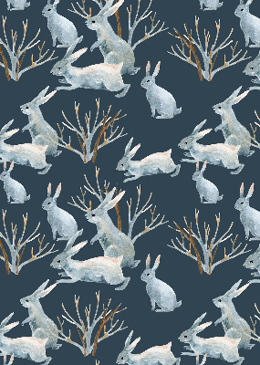 Store enrouleur occultant à motif de lapins et de bâtons