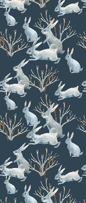 Store enrouleur occultant à motif de lapins et de bâtons