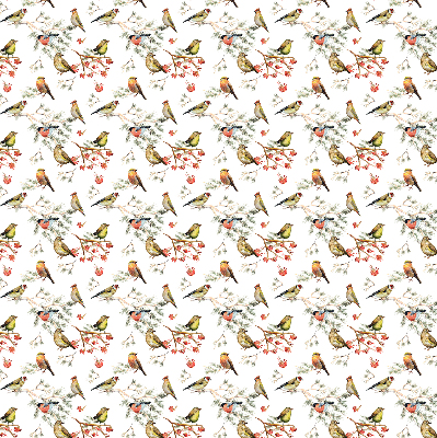 Store occultant fenêtre avec motif d’oiseaux sur les branches