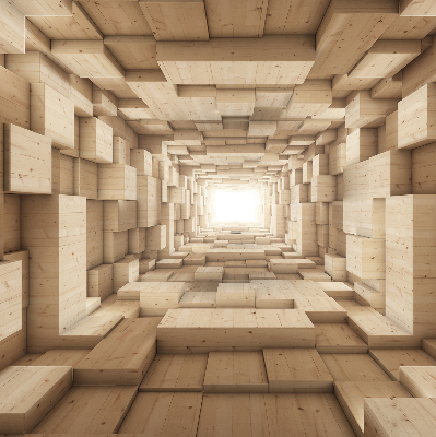 Store enrouleur occultant en bois 3D