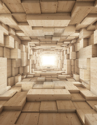 Store enrouleur occultant en bois 3D