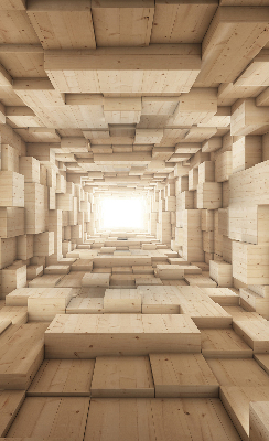 Store enrouleur occultant en bois 3D