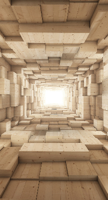 Store enrouleur occultant en bois 3D