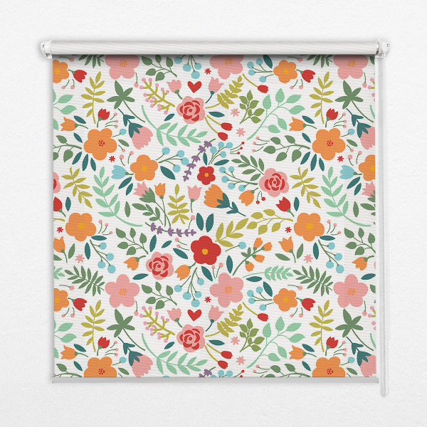 Store enrouleur occultant avec motif de fleurs peintes
