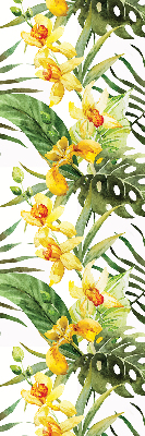 Store enrouleur occultant à motif de fleur jaune